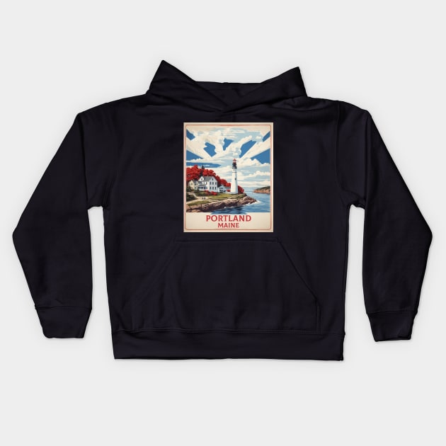 Portland United States of America Tourism Vintage Poster Kids Hoodie by TravelersGems